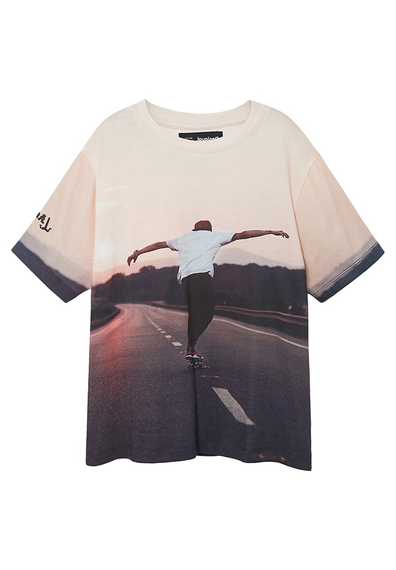 Desigual T-shirt print zandkleur Desigual T-shirt print zandkleur