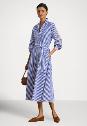 STRIPED EYELET BROADCLOTH SHIRTDRESS - Skjortekjole - blue/white multi