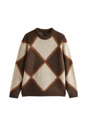 RELAXED FIT BRUSHED PATTERN CREW  - Jumper - brown