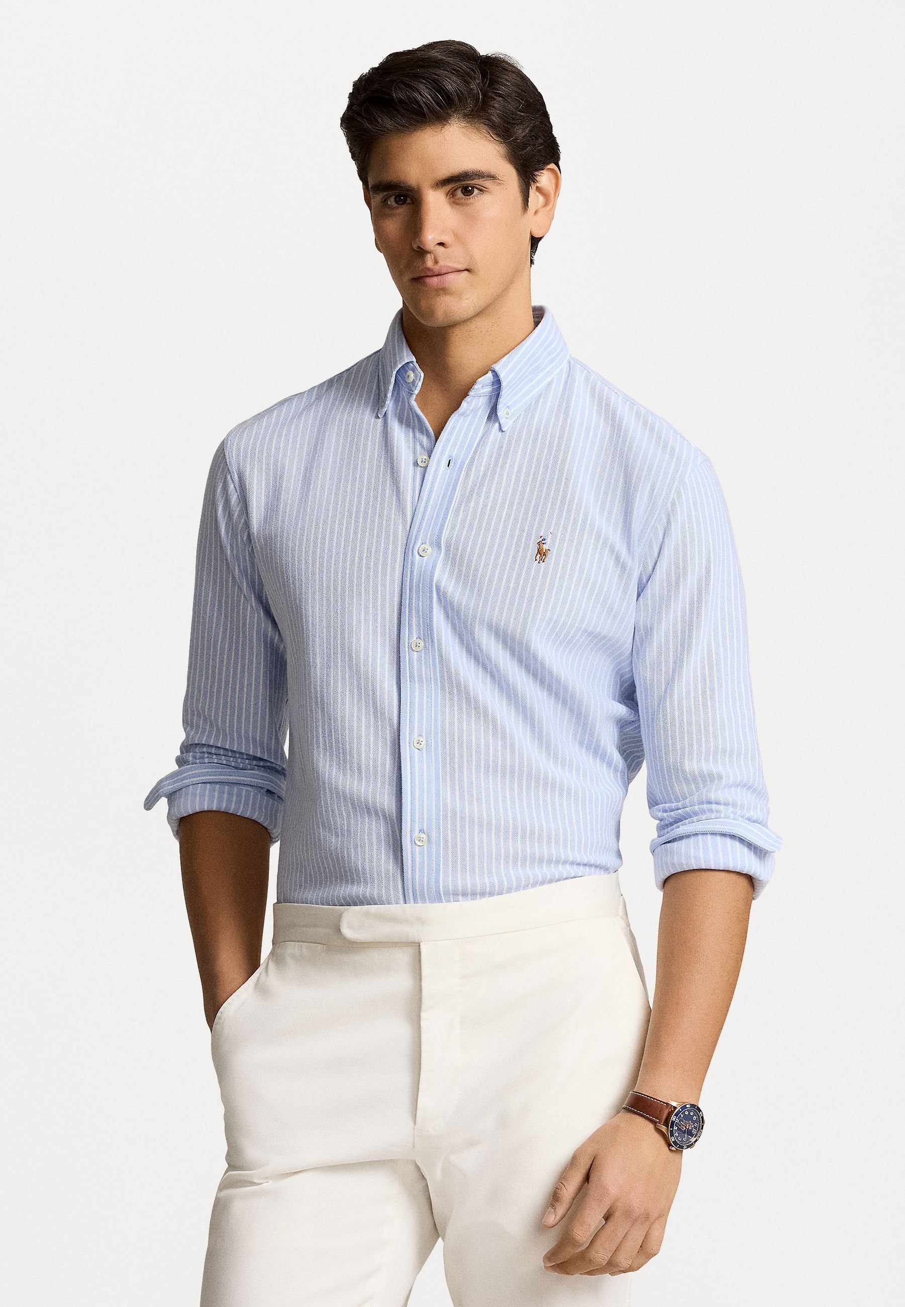 polo ralph lauren striped knit oxford shirt