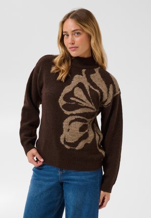 Kaffe, KAKAILEY KNIT PULLOVER - Pullover - coffee bean with beige flower