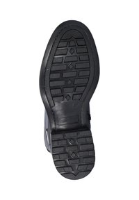 Zwarte laarzenzool met een patroon van diamant- en rechthoekige vormen, maat 37 gemarkeerd nabij het booggedeelte.