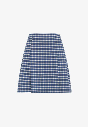 ICHI, IHKATE - A-line skirt - medieval blue check