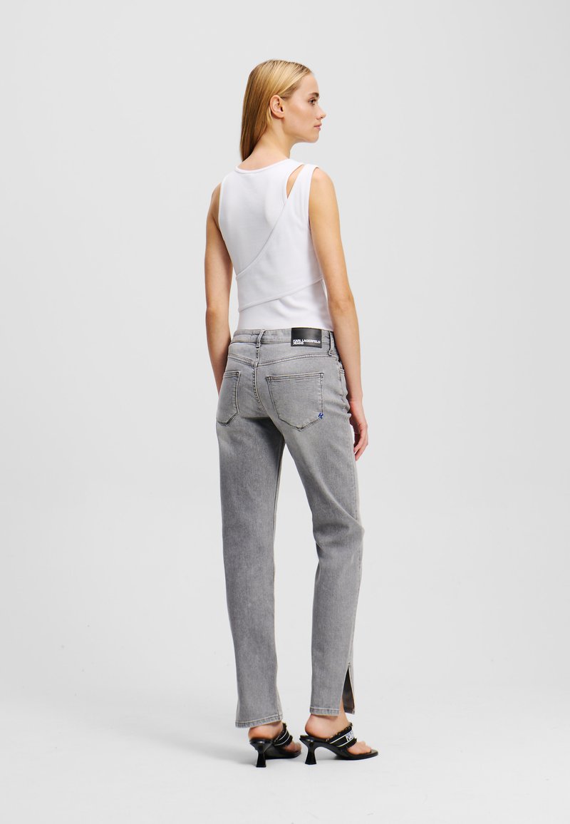 Jeans Karl Lagerfeld Donna Slim Vita Media Con Spacco – Denim Grigio Chiaro, Modello KLJ - 2