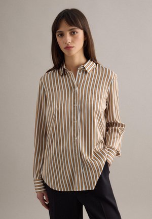 STRIPED LONG SLEEVE REGULAR FIT - Hemdbluse - white/brown