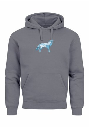 Neverless GEOMETRIE POLYGON TIERE WOLF MOTIV  FASHION STREETSTYLE - Kapuzenpullover - convoy grey