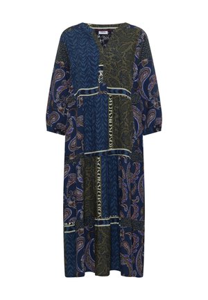 Cecil, MIDIKLEID MIT SPLIT NECK UND PATCHWORK-PRINT - Vestido informal - urban dark blue