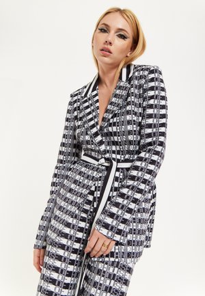 STRIPED WITH EYE EMBROIDERY BACK - Short coat - black