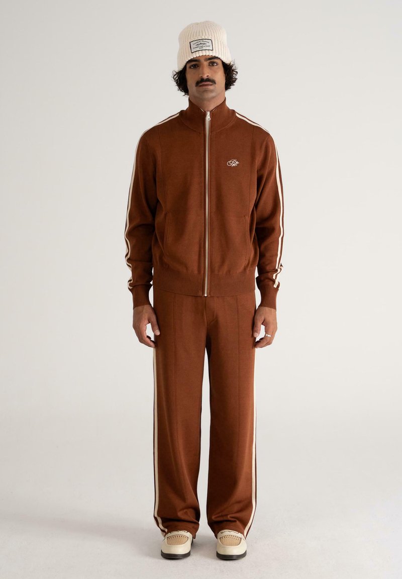 Survêtement Vintage Années 70 Pantalon Fuseau Marron Orangé Taille S/M - Occasion Bon état