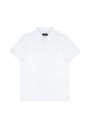 Biała koszulka polo wykonana z bawełny, z klasycznym kołnierzykiem, trzema guzikami z przodu i krótkimi rękawami. Gładka faktura, minimalistyczny design.
