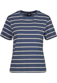 Urban Classics STRIPED BOXY - Triko s potiskem - whitesand vintageblue