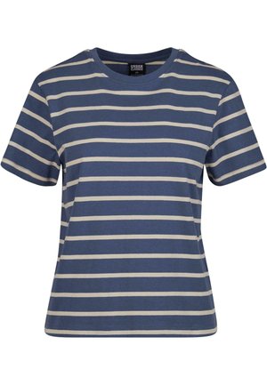 Urban Classics STRIPED BOXY - Printtipaita - whitesand vintageblue