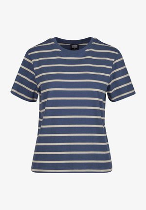 Urban Classics STRIPED BOXY - T-shirt print - whitesand vintageblue