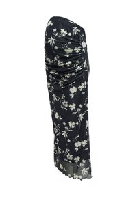 Μαύρη φλοράλ φούστα από ελαφρύ ύφασμα με λευκά ανθικά σχέδια, με ρεντζάτο σχέδιο και διάφανη λεπτομέρεια στο τελείωμα.