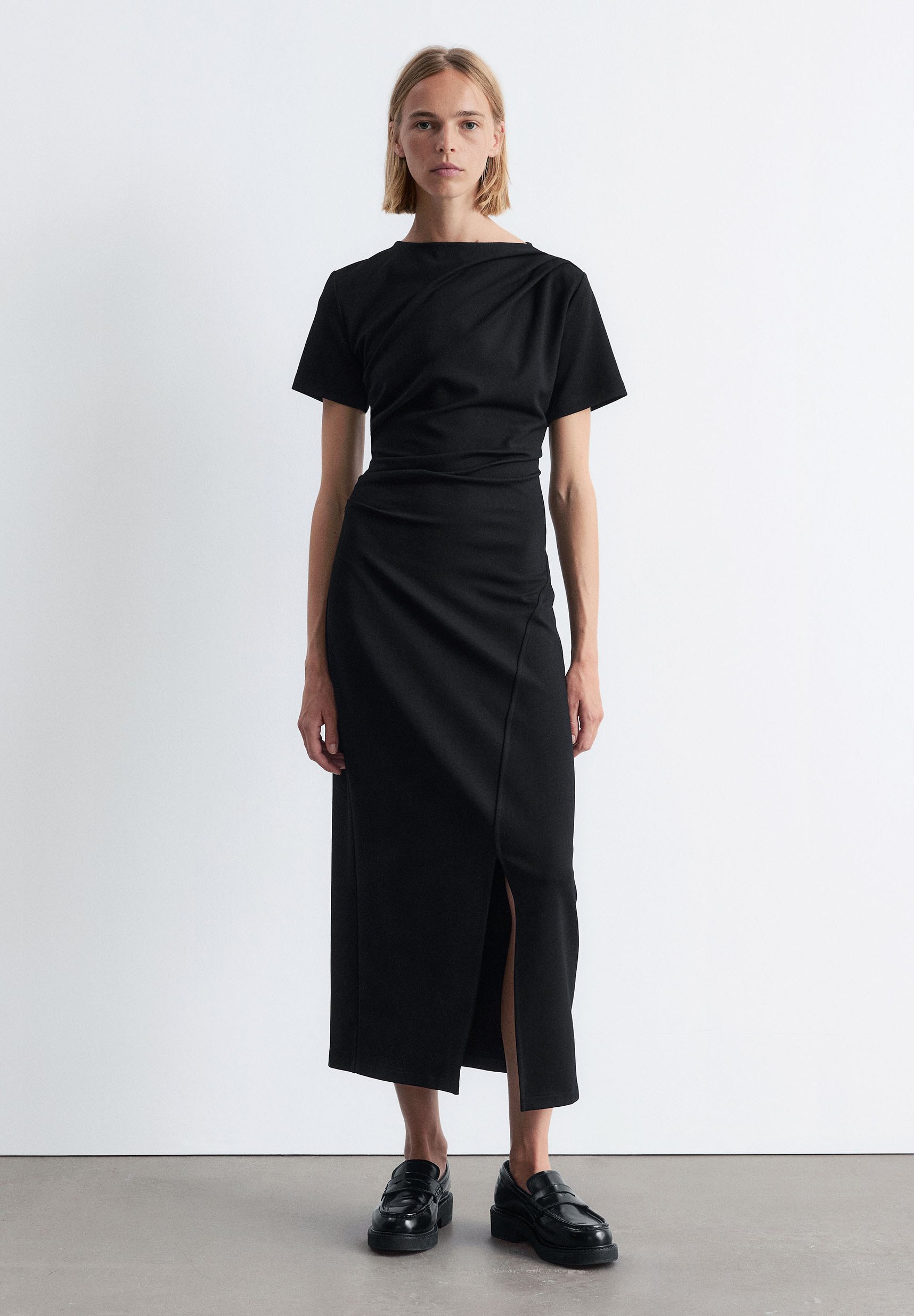 and other stories black midi dress & OTHER STORIES Belted Velvet Midi Dress