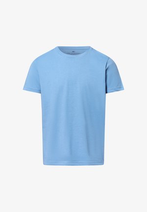 Light blue short-sleeve t-shirt made of soft fabric. Round neckline and standard fit with no patterns or additional details.