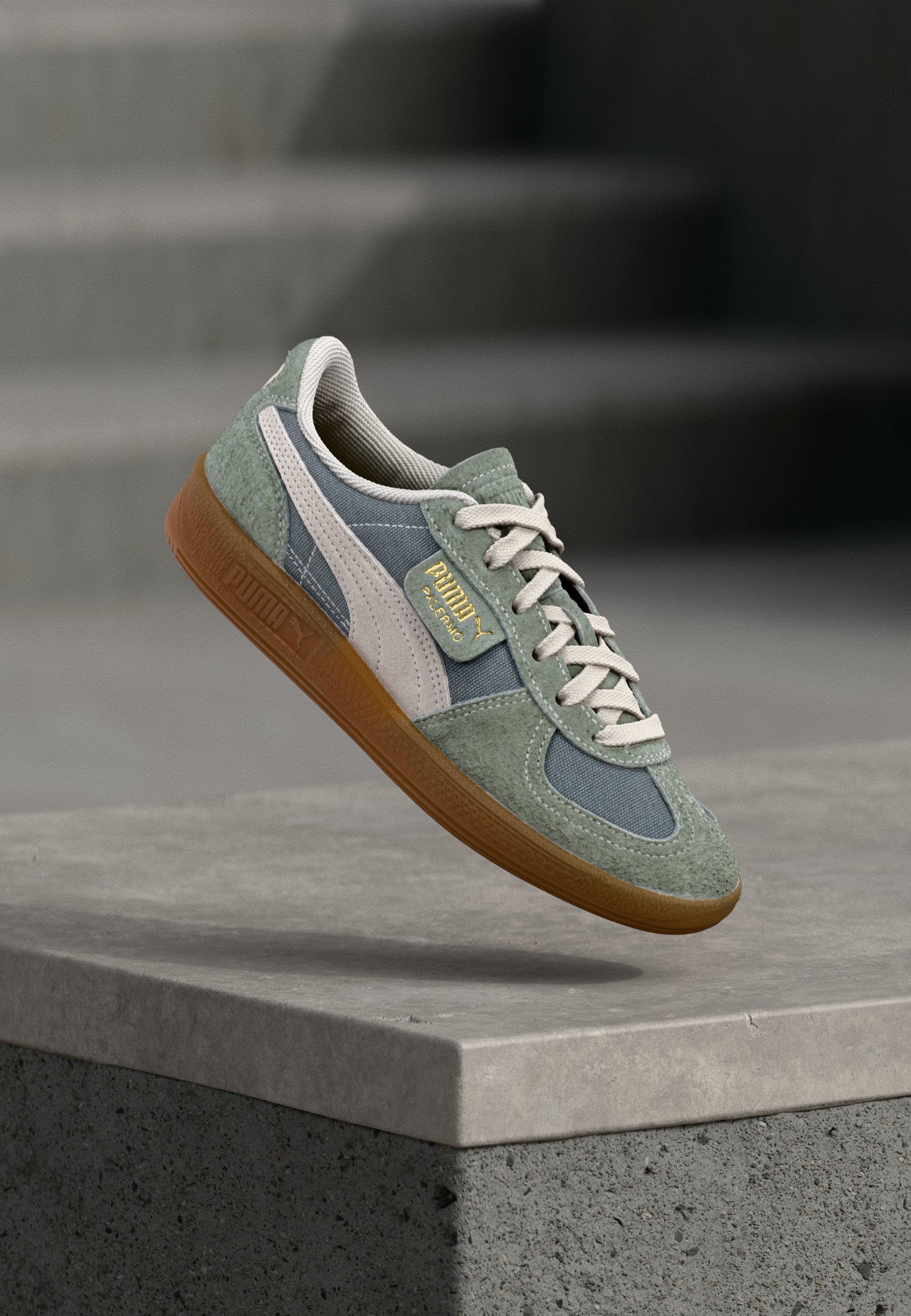 Puma PALERMO VINTAGE UNISEX - Trainers - green moon/alpine snow