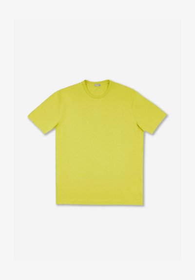 Korte mouwen t-shirt in felgeel katoen. Klassiek crew neck ontwerp met een soepele textuur en rechte zoom. Eenvoudig, effen kleur.