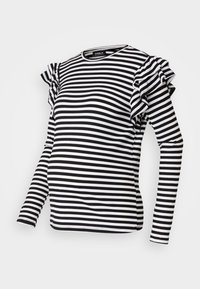 OLMEVIE FRILL STRIPE  - Camiseta de manga larga - black/cloud dancer