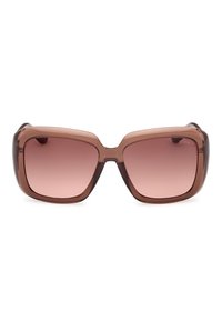 Lunettes de soleil carrées surdimensionnées marron avec verres dégradés et monture épaisse en plastique, vue de face.