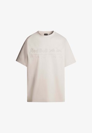 Kermanvärinen puuvillapaita lyhyillä hihoilla, jossa on suuri kohotettu "Red Bull Racing" -logo edessä.