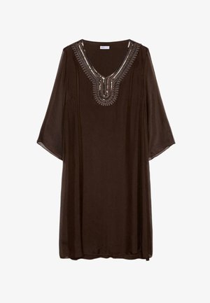Luisa Viola, ABITO-CAFTANO CON SCOLLO RICAMATO - Cocktailkleid/festliches Kleid - marrone
