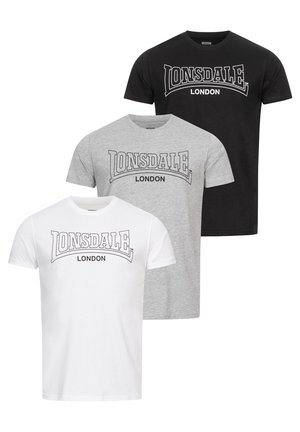 Lonsdale NORMALE PASSFORM DREIERPACK BEANLEY - Print T-shirt - black white marl grey