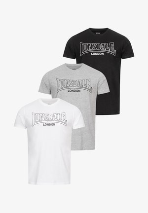 NORMALE PASSFORM DREIERPACK BEANLEY - T-shirts print - black white marl grey