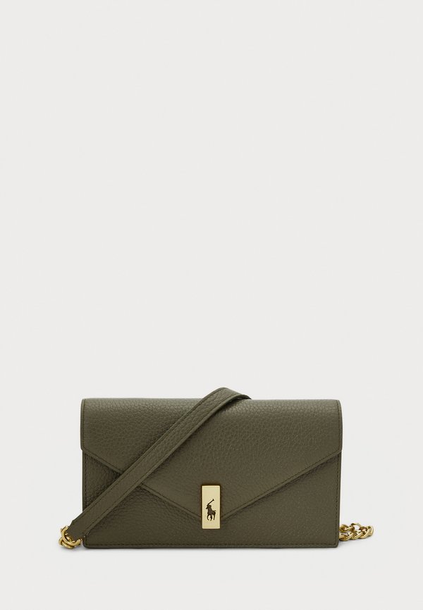 PEBBLED LEATHER CHAIN WALLET - Cross body bag - hunting olive