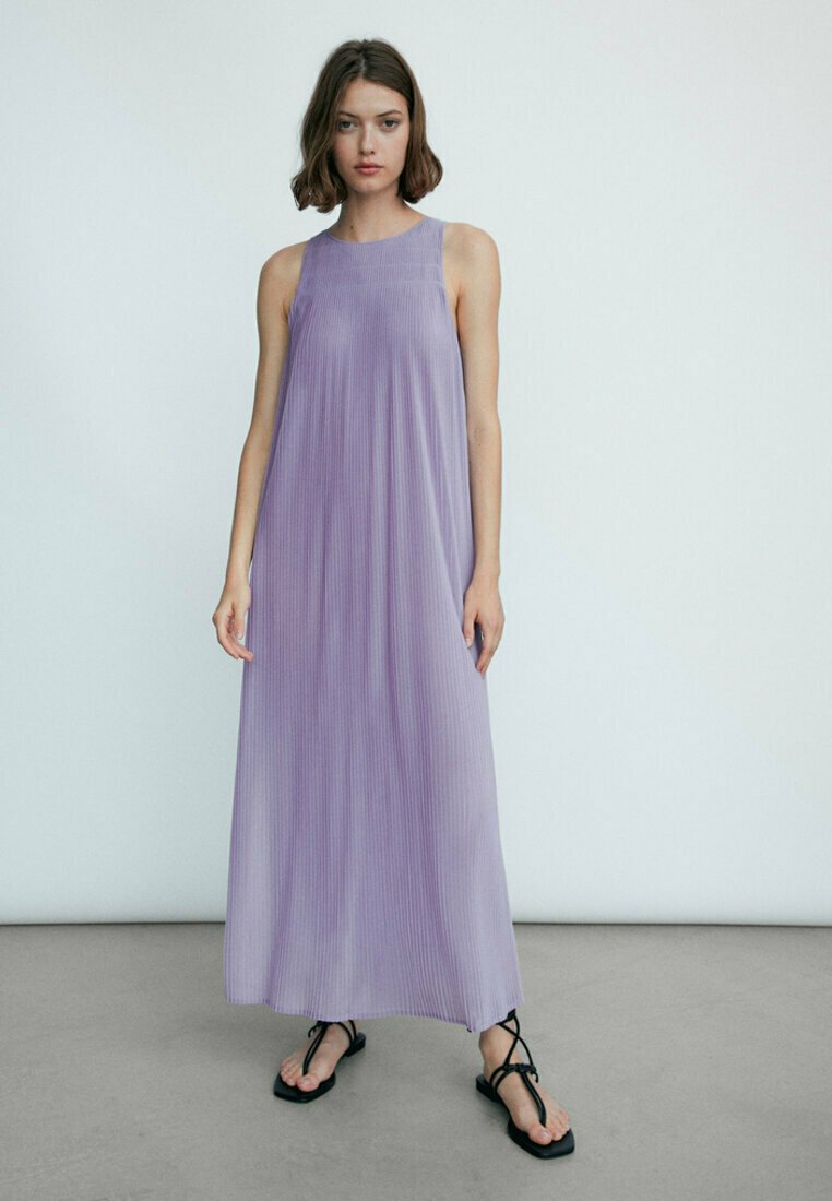 Massimo Dutti LANGES PLISSÉE MIT TRÄGERN - Vestito lungo - mauve/malva -  Zalando.it