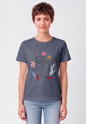 watapparel, LOVE AND FLEX - T-Shirt print - blue grey