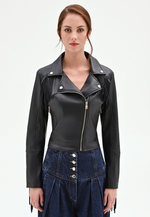 Rinascimento CHIODO CON FRANGE - Veste en similicuir - black