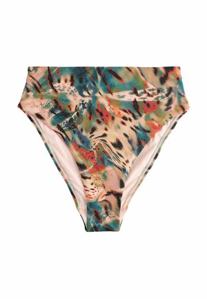 Next HIGH WAIST LEG TUMMY CONTROL - Slip bikini - teal pink metallic animal