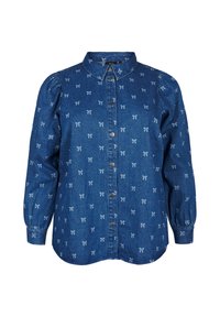 Zizzi Pogājama blūze - denim blue wh bow