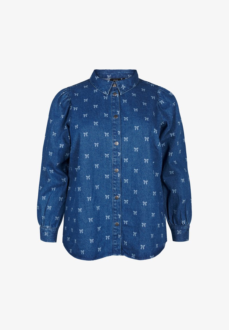 Zizzi Paitapusero - denim blue wh bow