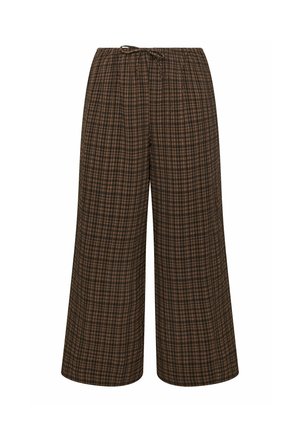 Yours Clothing, PLUS SIZE WIDE LEG TROUSERS - Pantalon classique - chocolate