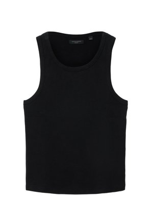 Zwarte katoenen tanktop met een ronde halslijn en brede armsgaten. Gladde textuur en klassieke pasvorm zonder zichtbare merken.