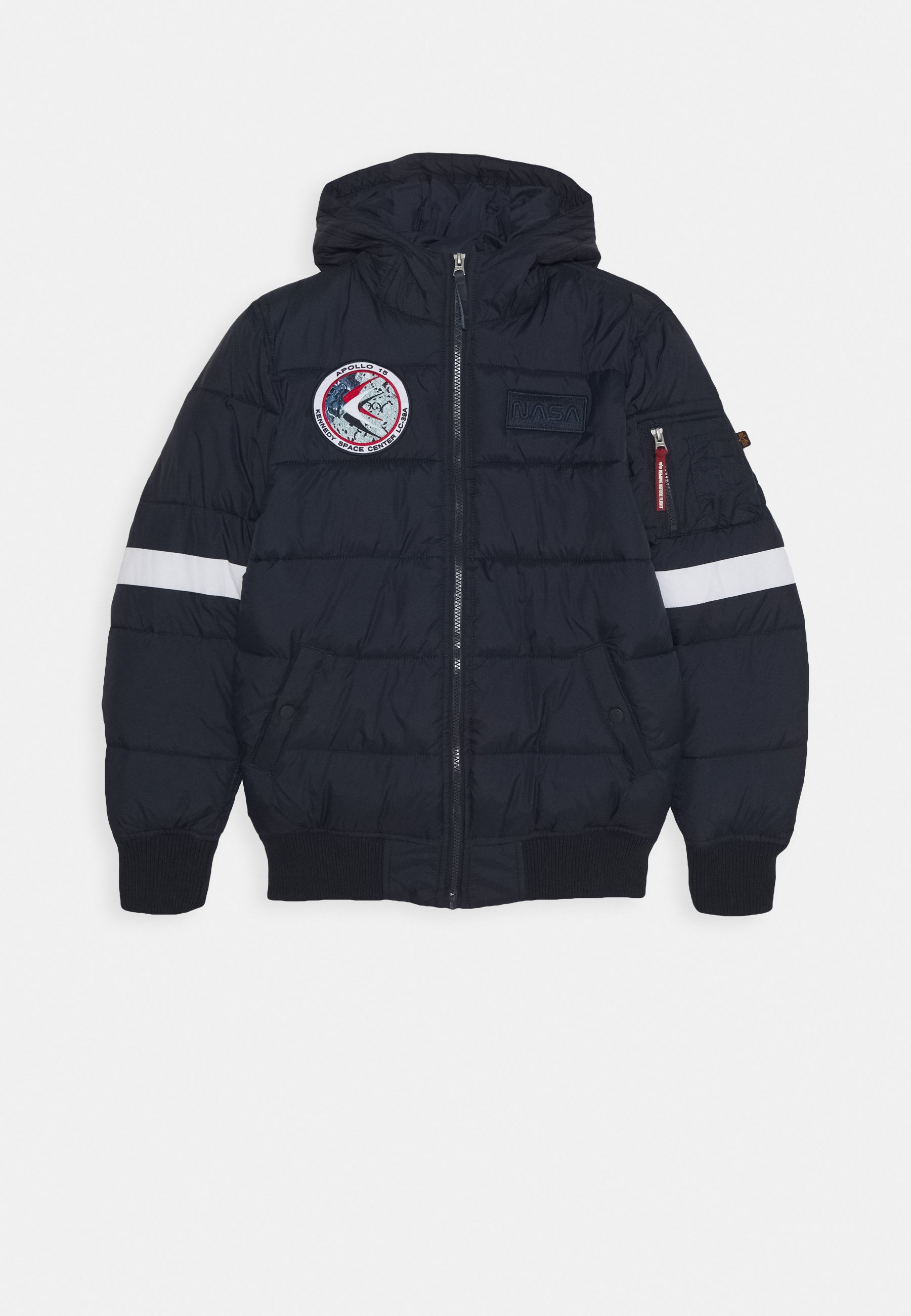 Alpha Industries HOODED PUFFER NASA KIDS Lett jakke blue Alpha Industries HOODED PUFFER NASA KIDS Lett jakke blue