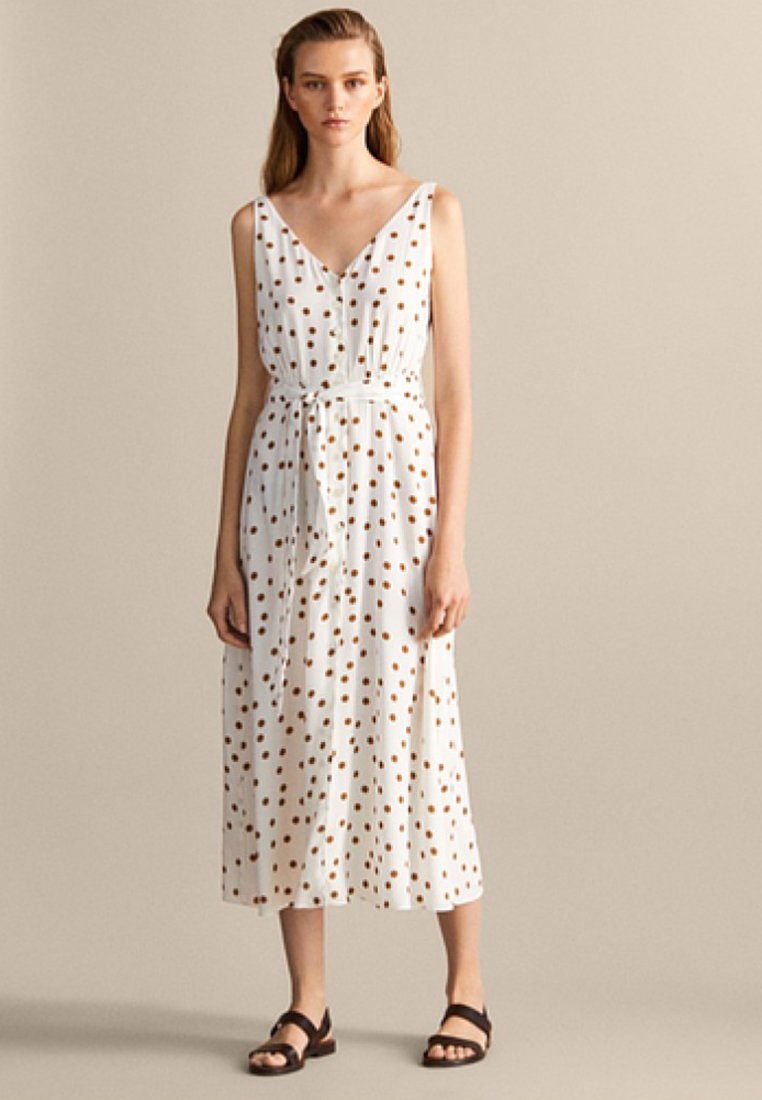 massimo dutti white polka dot dress