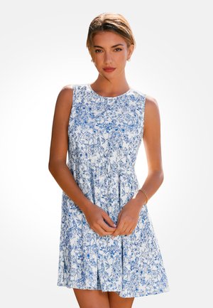 Cupshe, FLORAL SLEEVELESS SWING DRESS - Robe de jour - blue white