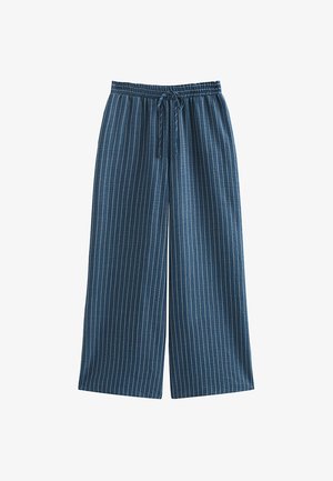 New Look, DARK STRIPED WIDE LEG TROUSERS - Broek - blue pattern