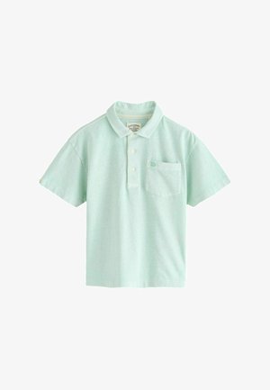 Svetlozelené polokošeľa s krátkym rukávom, golierom, tromi gombíkmi a náprsné vrecko s jemne vyšívaným logom.