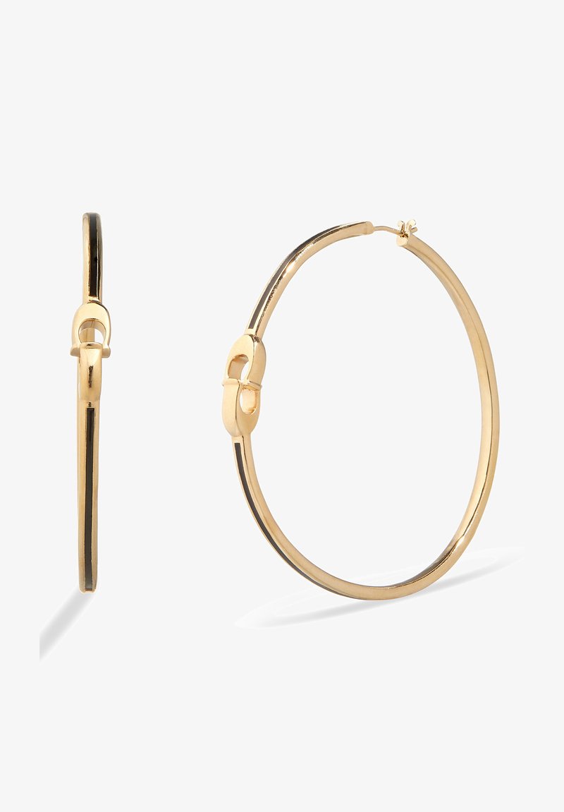 COACH SIGNATURE ENAMEL HOOP - Earrings - black