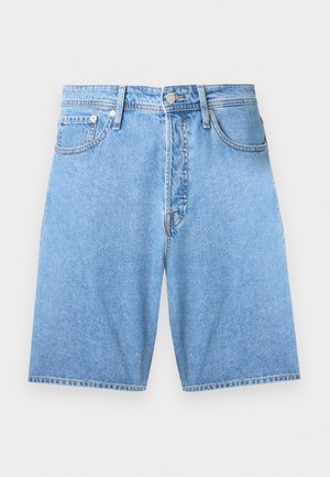 Lyseblå denimshorts med rett snitt, fem lommer og sydd detaljering. Klassisk design med knappelukking og beltestropper.