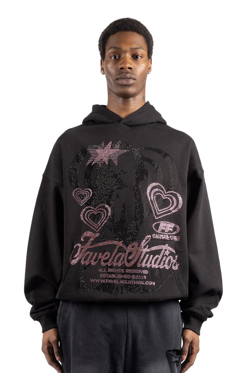 FAVELA - CAUSE & CURE RHINESTONE UNISEX - Hoodie - black, Enlarge