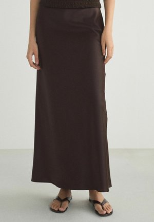 Next, PETITE FIT - SATIN MIDI SKIRT - A-Linien-Rock - chocolate brown