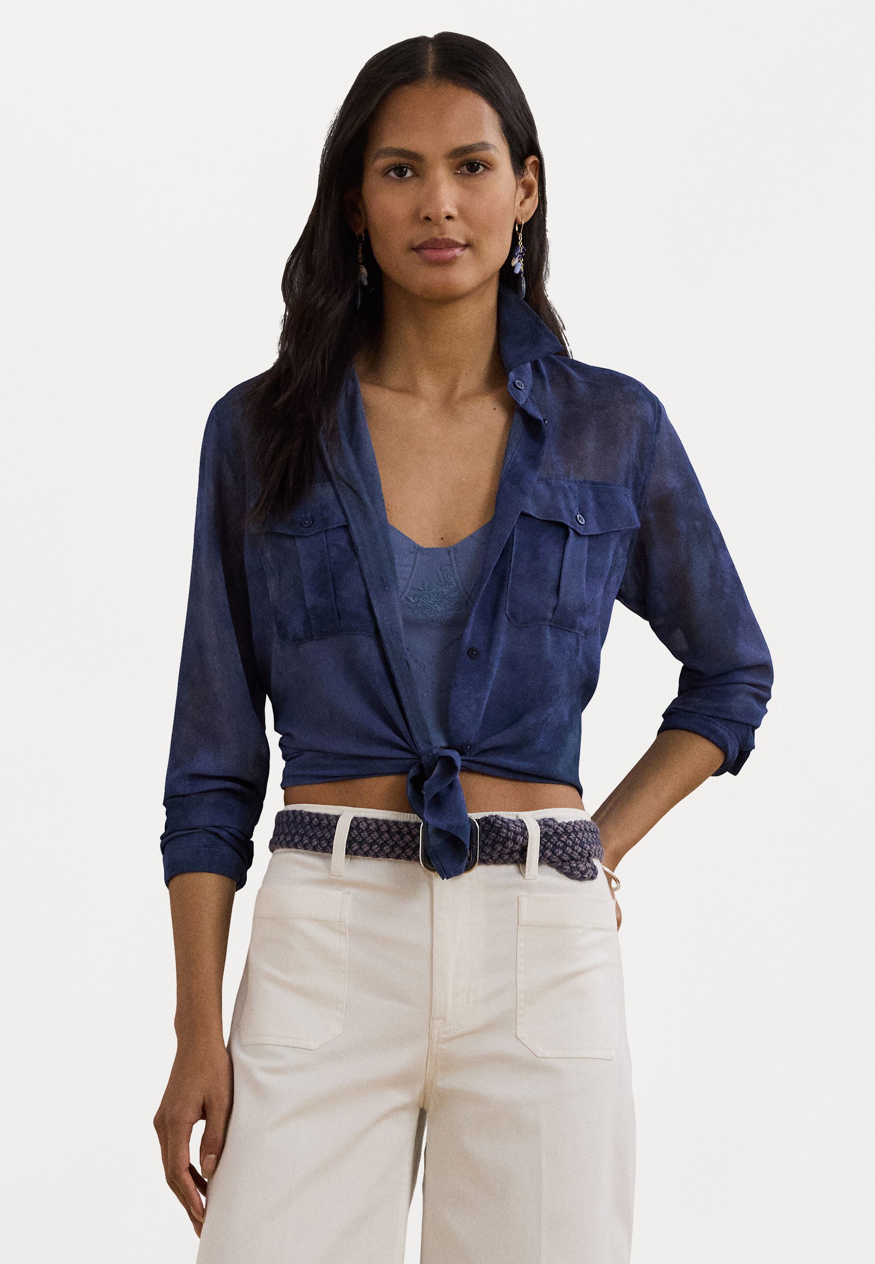 Lauren Ralph Lauren Classic Fit Geo Print Crepe Shirt