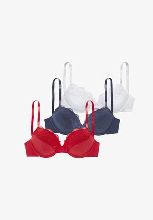 LASCANA, LASCANA PUSH-UP-BH PACK 3 - Underwired bra - rot weiß marine
