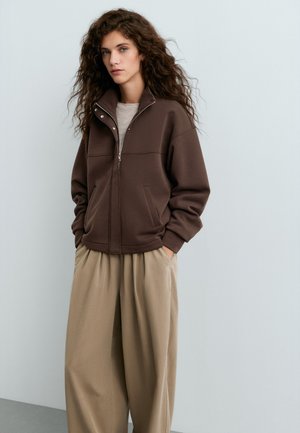 OYSHO, CROPPED JACKET WITH MODAL BRUSHED - Veste légère - dark reddish‑brown