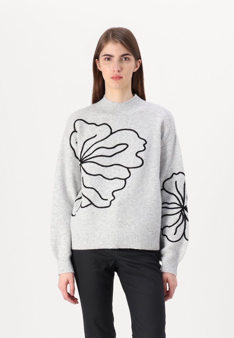 JDY JDYBINE FLOWER - Svetr - grey melange